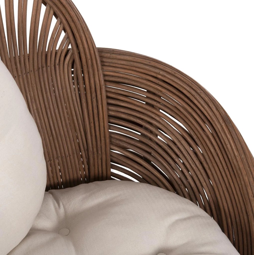 Καρέκλα - Πολυθρόνα CIRCE C9883 Καφέ Rattan με Εκρού Μαξιλάρια 100x74x112,5Υεκ. 100x74x112.5 εκ.