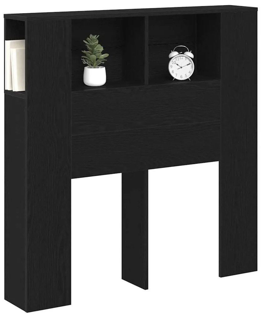 vidaXL Κρεβάτι με Κεφαλάρι με ράφι Μαύρη Οξυά 100 x 18,5 x 102,5 εκ