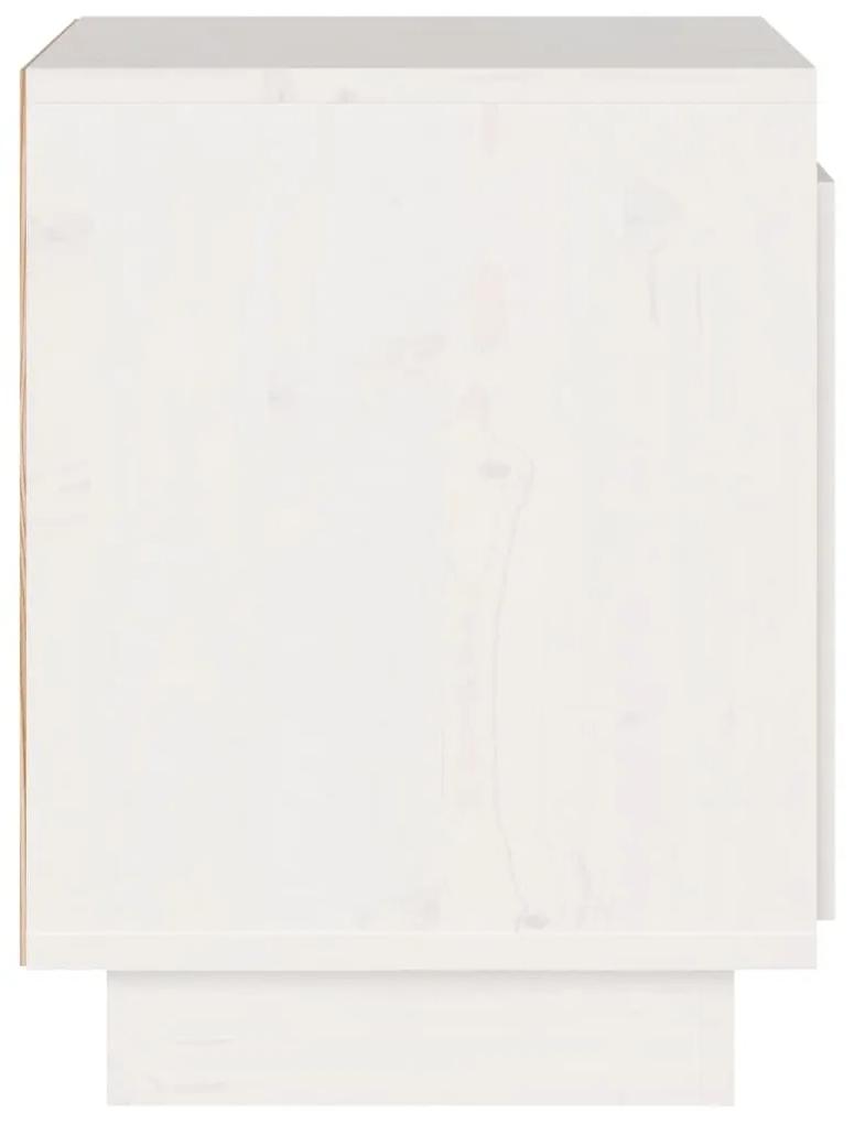 Κομοδίνο Λευκό 40 x 30 x 40 εκ. από Μασίφ Ξύλο Πεύκου - Λευκό