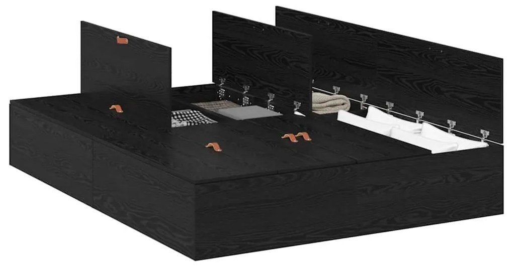 vidaXL Κρεβάτι με αποθηκευτικό χώρο Μαύρη Οξυά 150 x 200 cm
