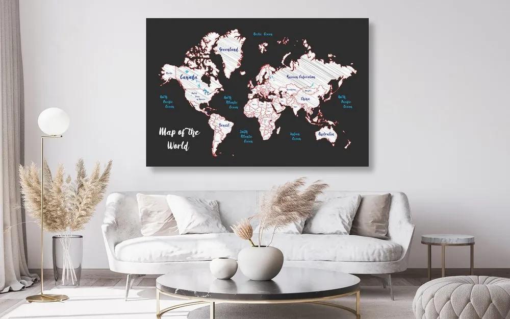 Εικόνα στο φελλό ενός μοναδικού παγκόσμιου χάρτη - 120x80  peg