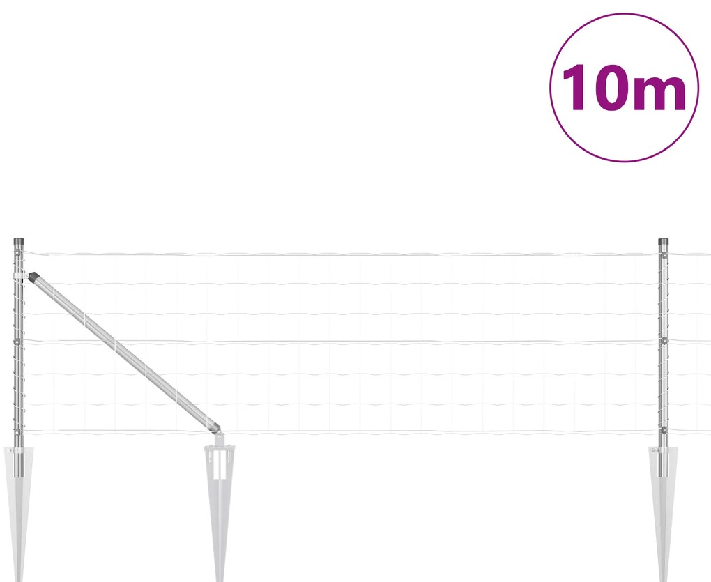 vidaXL Ευρωπαϊκός Φράχτης με 7 Στήλες 0.6x10 μ Γαλβανισμένος Χάλυβας