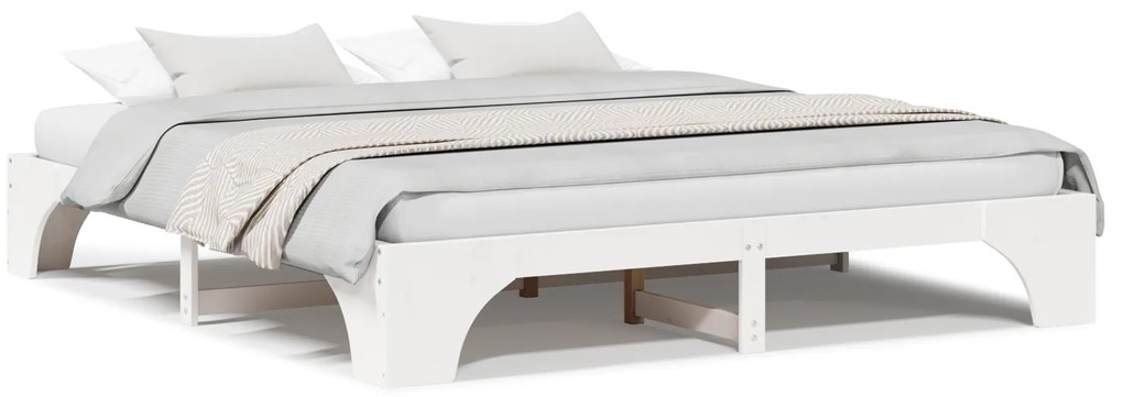 vidaXL Κρεβάτι Λευκό 180x200 εκ. από Μασίφ Ξύλο Πεύκου