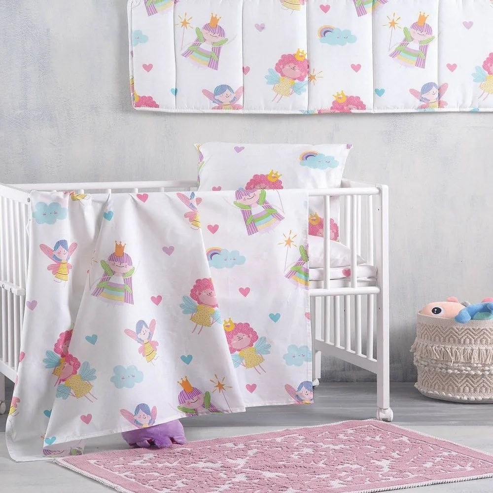 Πάπλωμα Βρεφικό Fairies White-Pink Ρυθμός 110x150cm 100% Cotton