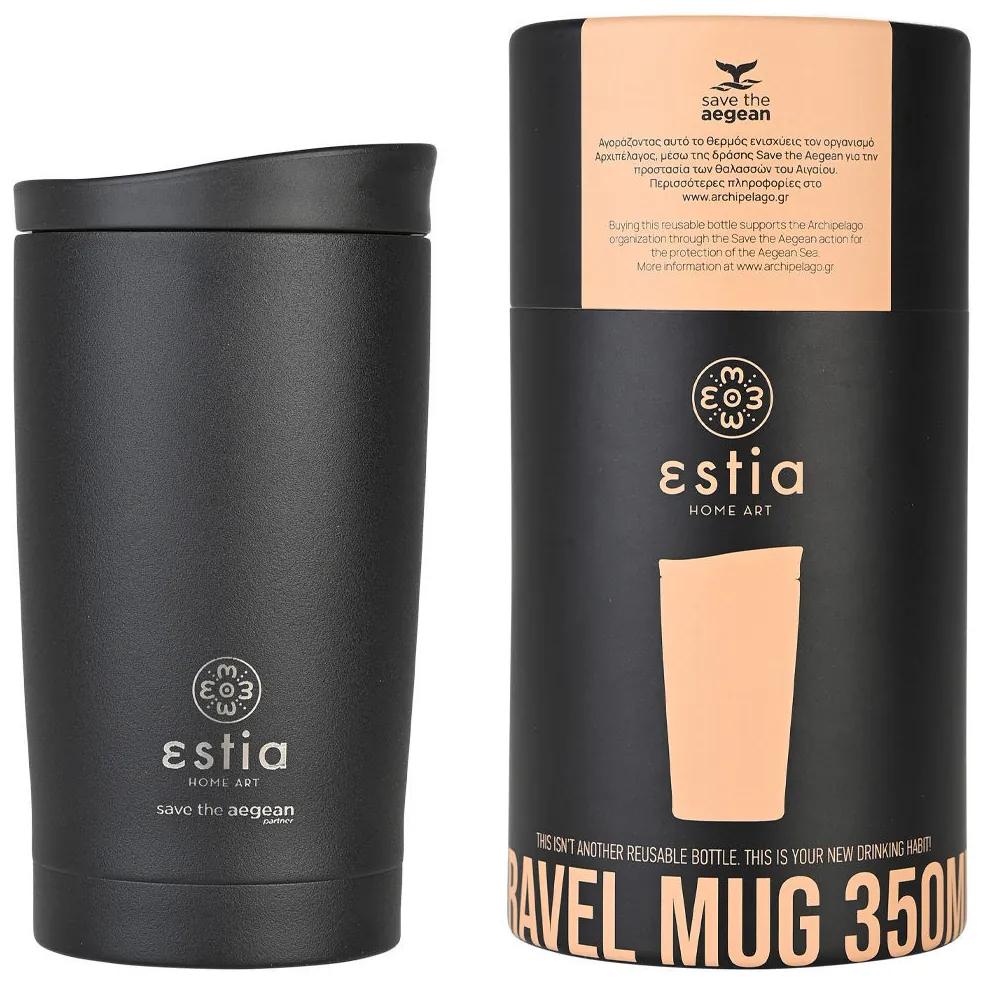 Estia 01-20361 Travel Ποτήρι Θερμός Ανοξείδωτο BPA Free 350ml, Μαύρο