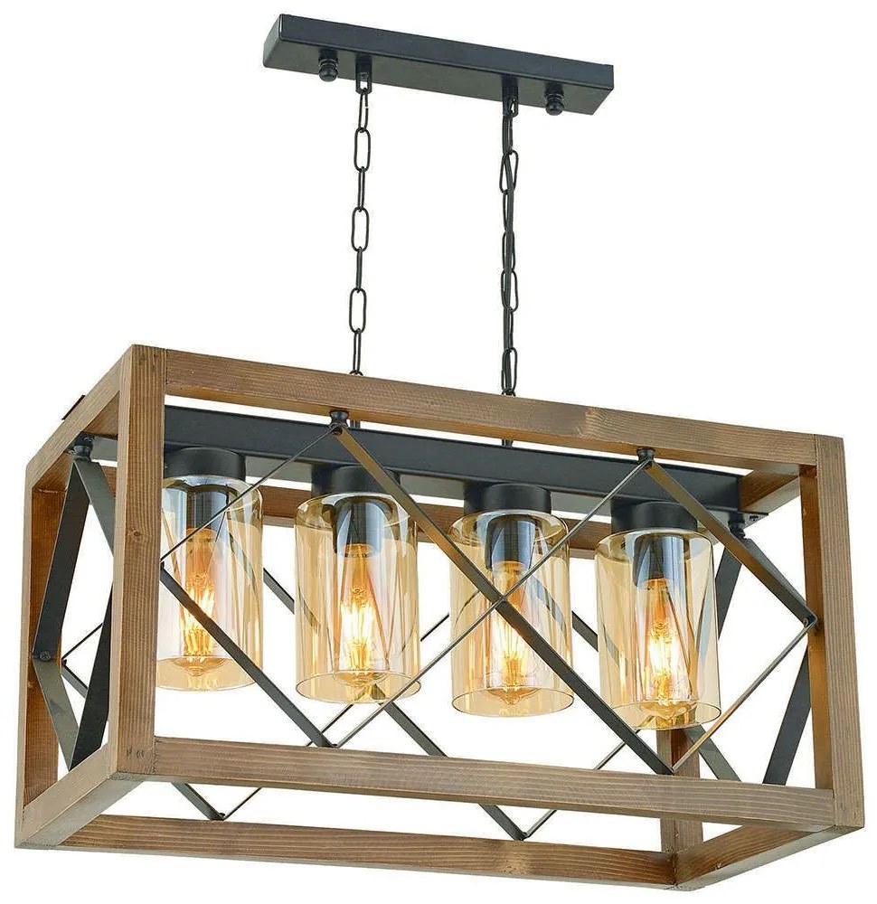 Φωτιστικό Οροφής - Ράγα Zikzak 890BCN1129 60x30x70cm 4xE27 40W Walnut-Black Opviq