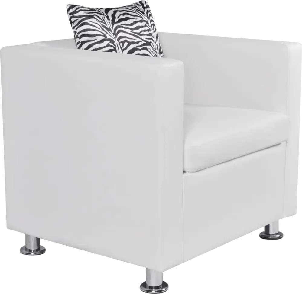 vidaXL Πολυθρόνα Λευκή από Συνθετικό Δέρμα