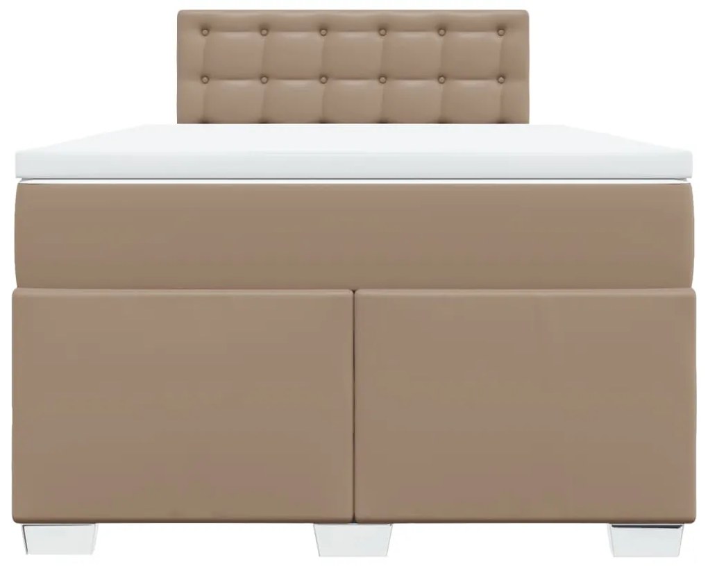 vidaXL Κρεβάτι Boxspring με Στρώμα Καπουτσίνο 160x200εκ.από Συνθ.Δέρμα