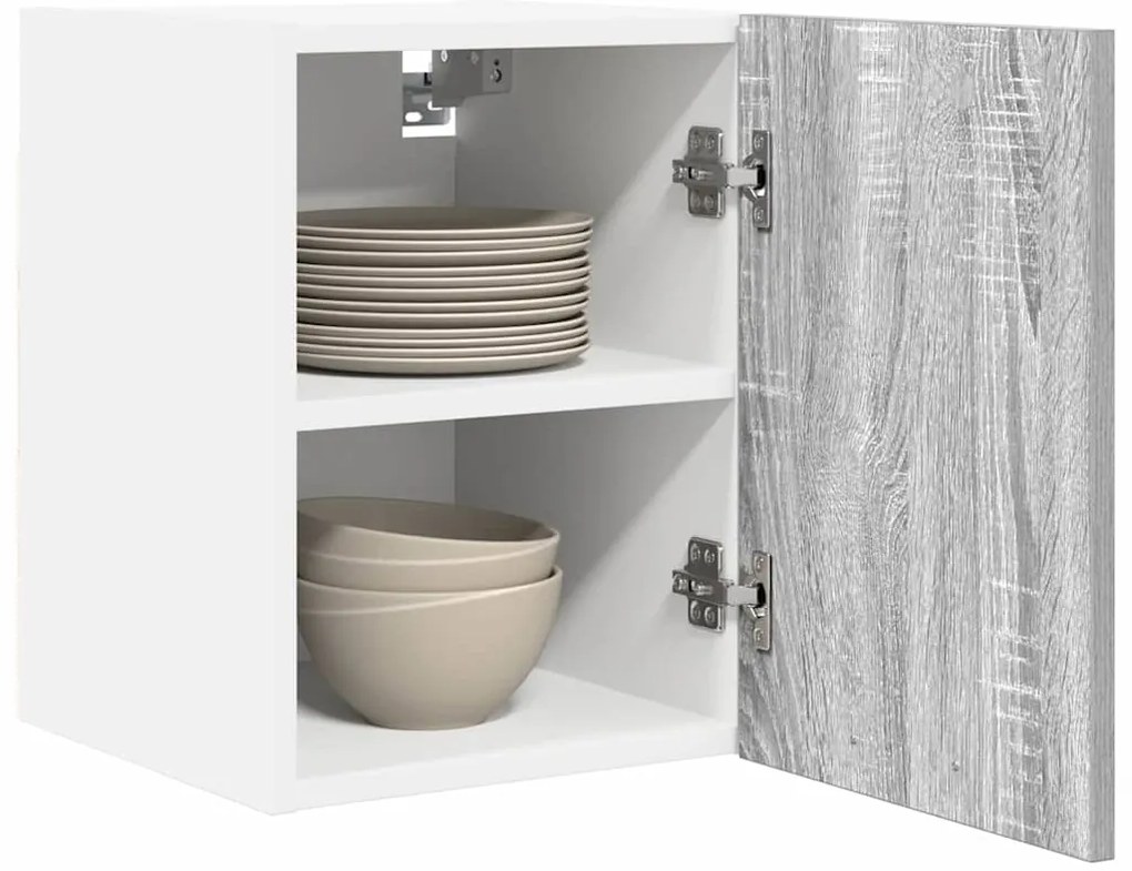 vidaXL Κρεμαστό ντουλάπι με πόρτα Riga 2 pcs Γκρι Σομόνα και Λευκό