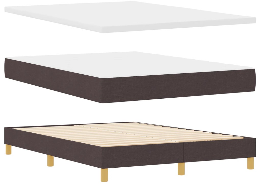 vidaXL Κρεβάτι με Στρώμα Σκούρο Καφέ 140x190 cm Υφάσματος