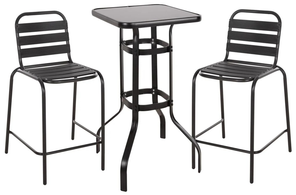 Σετ Κήπου Μπάρ LAURA 3 τεμ Μαύρο Μέταλλο &amp; Αλουμίνιο
