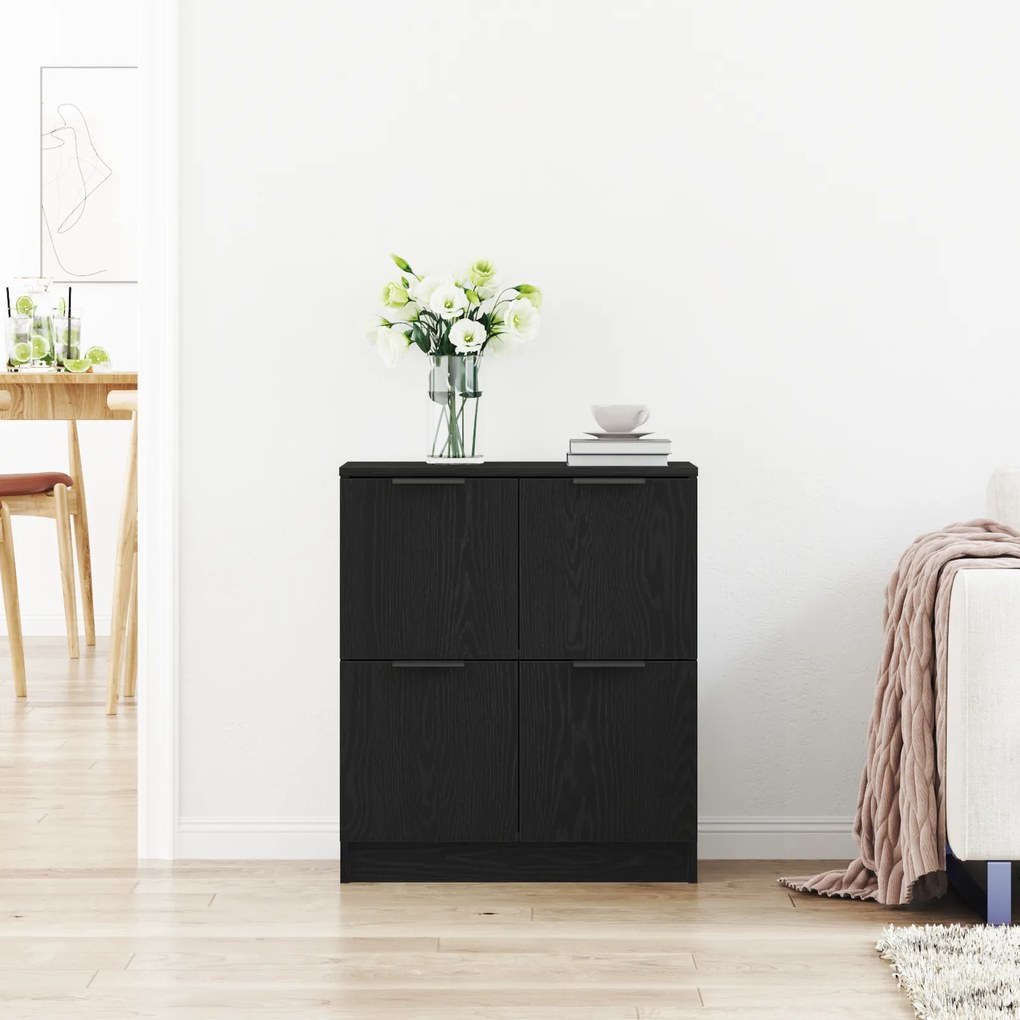 vidaXL Μαύρος Δρυς Μπουφές - 60 x 30 x 70 εκ. - Κατασκευασμένος από Επεξεργασμένο Ξύλο