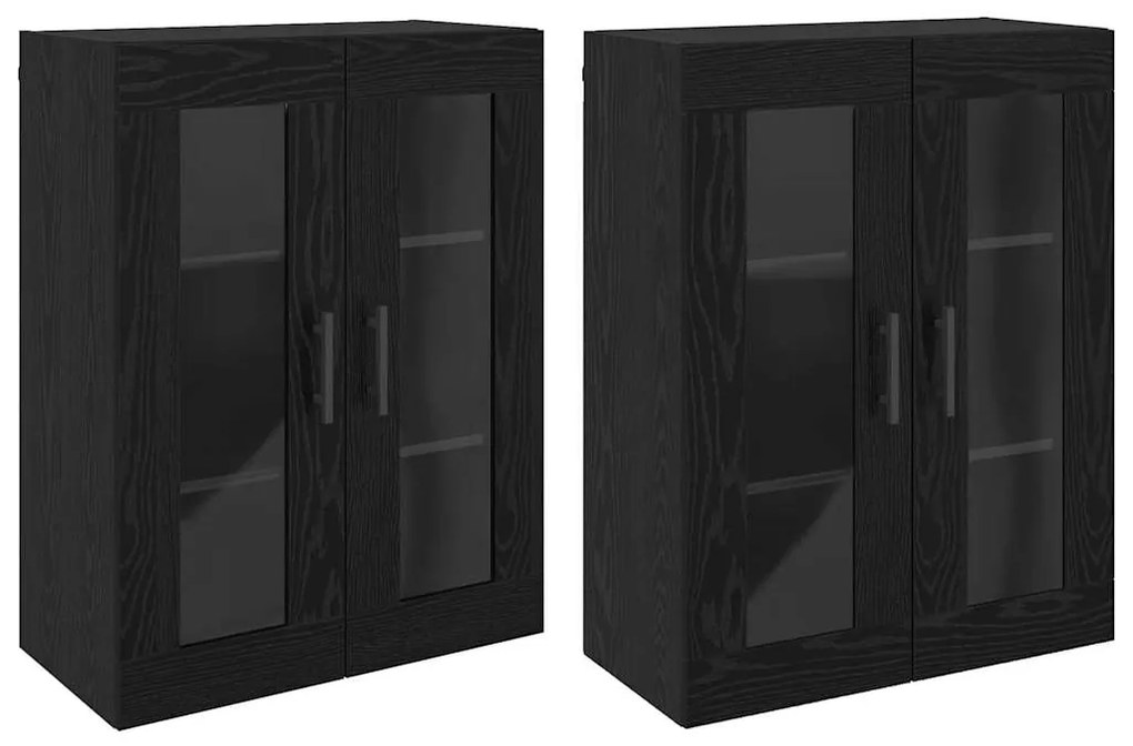 vidaXL Ντουλάπια Τοίχου Επιτοίχιο 2 pcs Μαύρη δρυς 69.5 x 34 x 90 εκ.