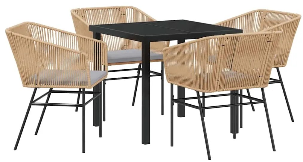 vidaXL Σέτ φαγητού για κήπο 5 pcs Καφέ Πολυ ράταν