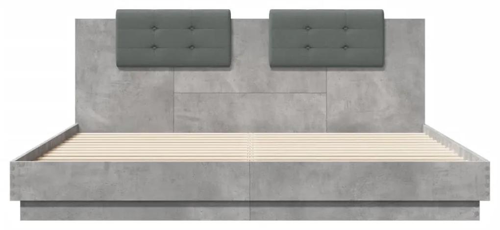 Πλαίσιο Κρεβατιού με Κεφαλάρι Γκρι Σκυρ. 160x200 εκ. Επεξ. Ξύλο - Γκρι