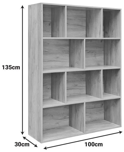 Βιβλιοθήκη Evergin mdf σε oak απόχρωση 100x30x135εκ 100x30x135 εκ.