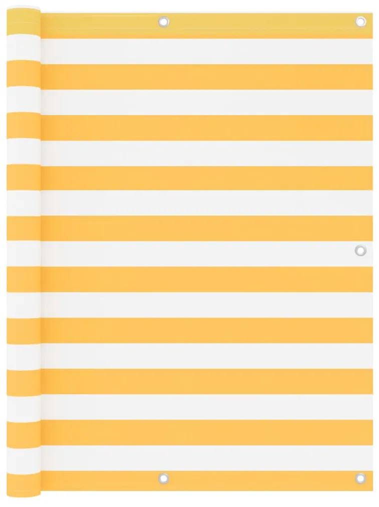 vidaXL Διαχωριστικό Βεράντας Λευκό/Κίτρινο 120 x 600 εκ. Ύφασμα Oxford