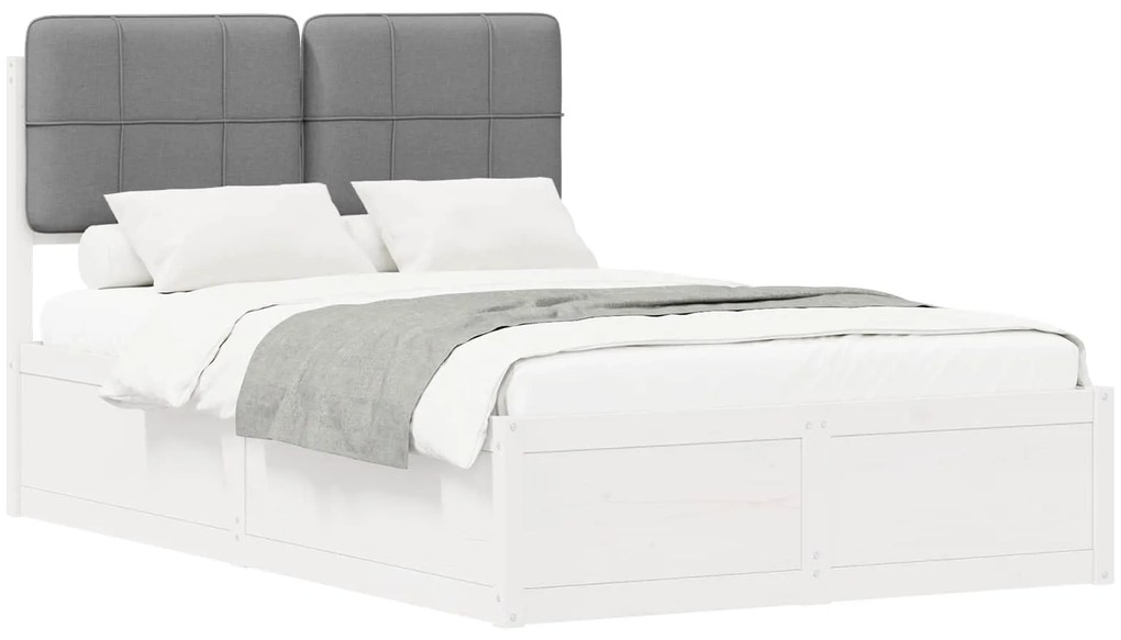 vidaXL Σκελετός Κρεβατιού με Επενδεδυμένο Κεφαλάρι Ανοιχτό γκρι