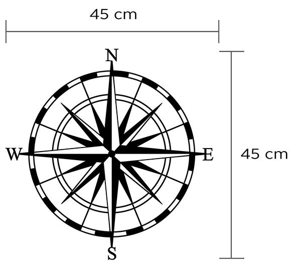 Διακοσμητικό τοίχου Compass Megapap μεταλλικό χρώμα μαύρο 45x3x45εκ.