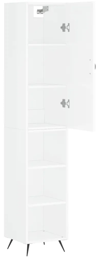 vidaXL Ντουλάπι Γυαλ. Λευκό 34,5 x 34 x 180 εκ. από Επεξεργασμένο Ξύλο