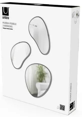 Σετ 3 καθρέπτες Umbra Hubba Pebble titanium (2x20x28)+(1x31x26)