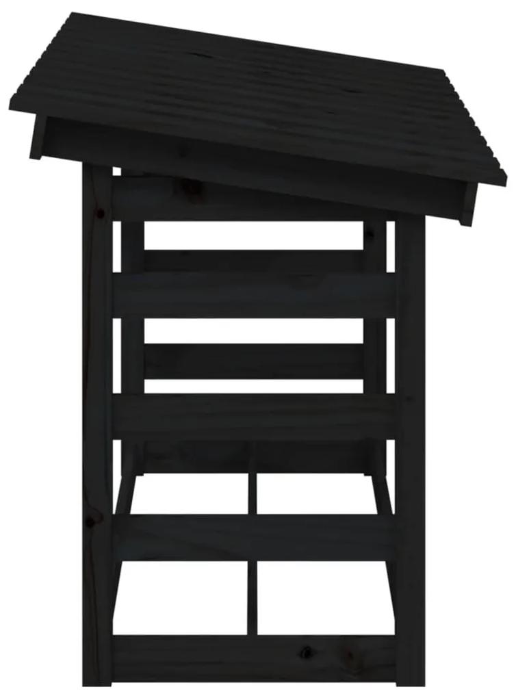 Ραφιέρα Καυσόξυλων Μαύρο 108x64,5x78 εκ. από Μασίφ Ξύλο Πεύκου