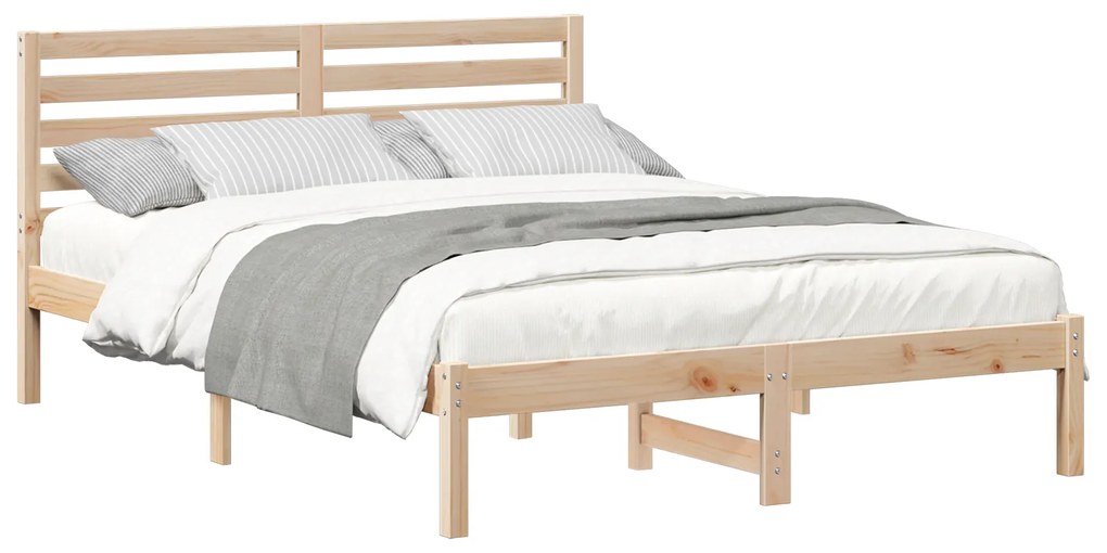 vidaXL Σκελετός Κρεβατιού Καφέ 140 x 190 cm Συμπαγές ξύλο πεύκου