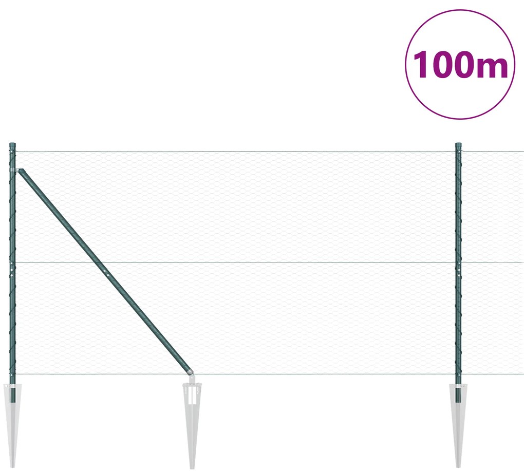 vidaXL Εξαγωνικός Φράχτης Πράσινος 1.2x100 m Χάλυβας