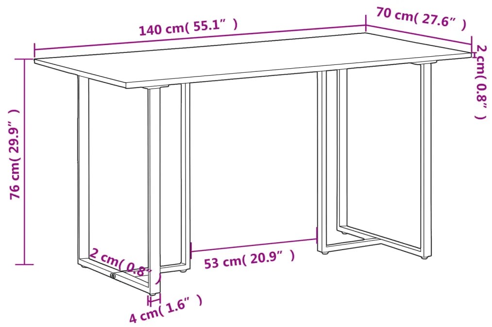 vidaXL Τραπεζαρία 140 εκ. από Μασίφ Ανακυκλωμένο Ξύλο
