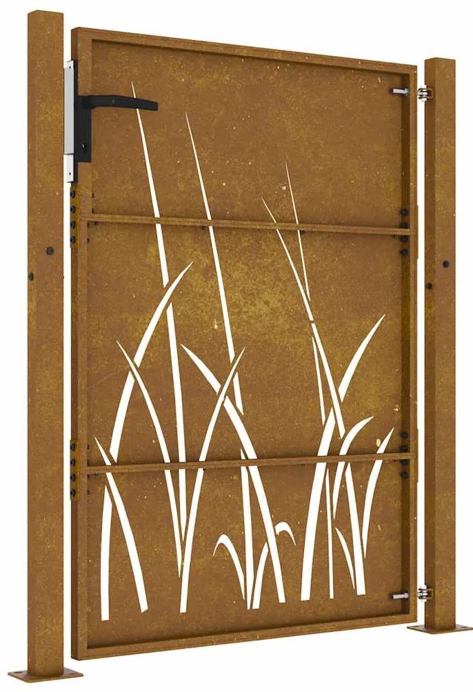 vidaXL Πόρτα Κήπου με Σχέδιο Χόρτου από Ατσάλι Corten 100x125 εκ.