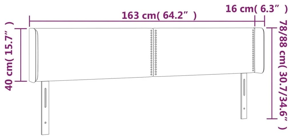 vidaXL Κεφαλάρι Κρεβατιού LED Σκούρο Γκρι 163x16x78/88 εκ. Βελούδινο