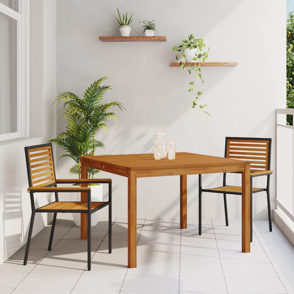 vidaXL Σετ Εξωτερικής Τραπεζαρίας 3 pcs Μαύρο 110 x 110 x 75 cm