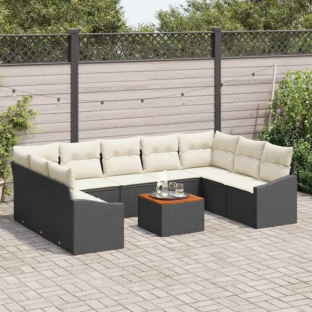 vidaXL Σετ Καναπέ Κήπου 10 pcs Μαύρος, λευκός