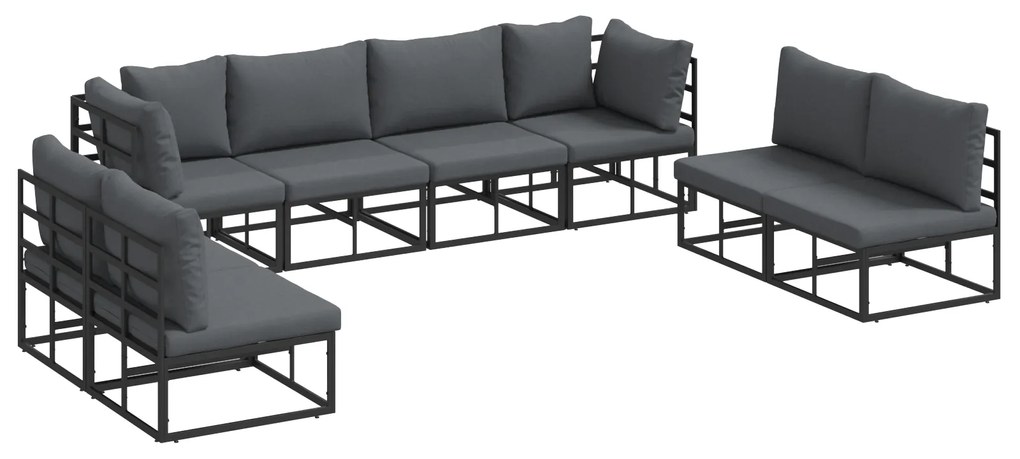 vidaXL Σετ Καναπέ Κήπου 8 pcs Μαύρο 283 x 71.5 x 71 εκ. Αλουμίνιο