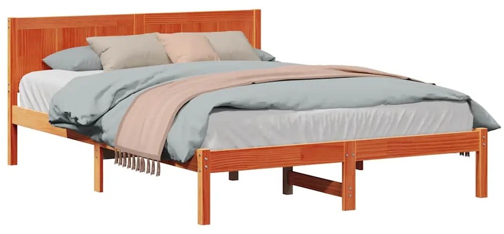 vidaXL Σκελετός Κρεβατιού Καφέ 140 x 200 cm Μασίφ ξύλο πεύκου