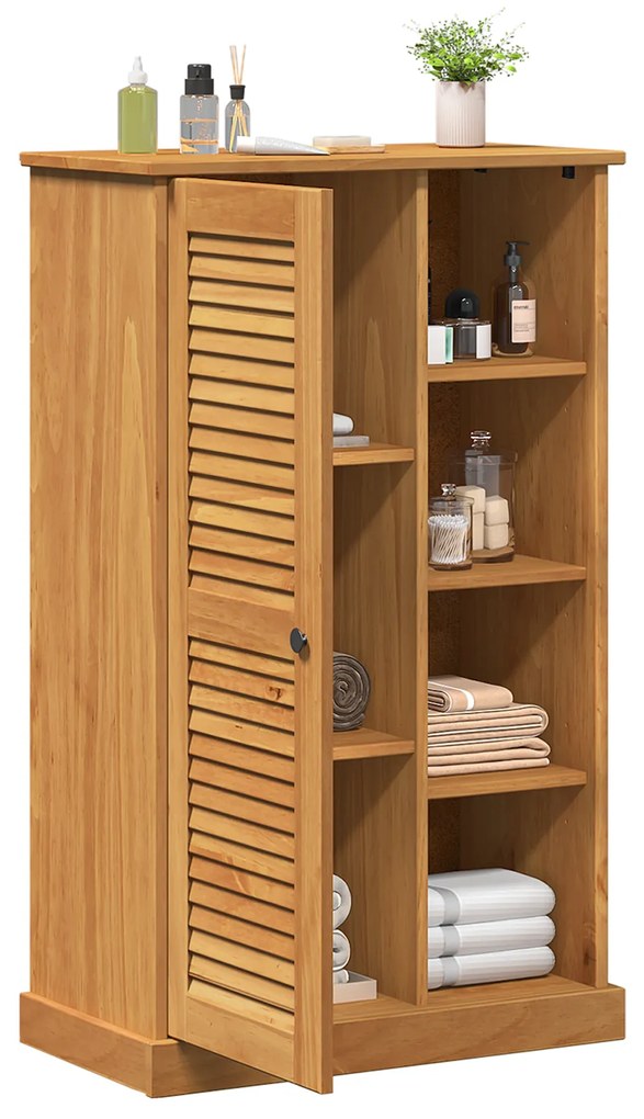 vidaXL Ντουλάπι Μπάνιου καφέ μελί 68 x 34 x 110 εκ. Μασίφ ξύλο πεύκου