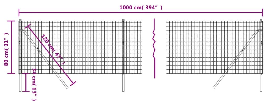 vidaXL Συρματόπλεγμα Περίφραξης Ανθρακί 0,8 x 10 μ. από Γαλβαν. Ατσάλι