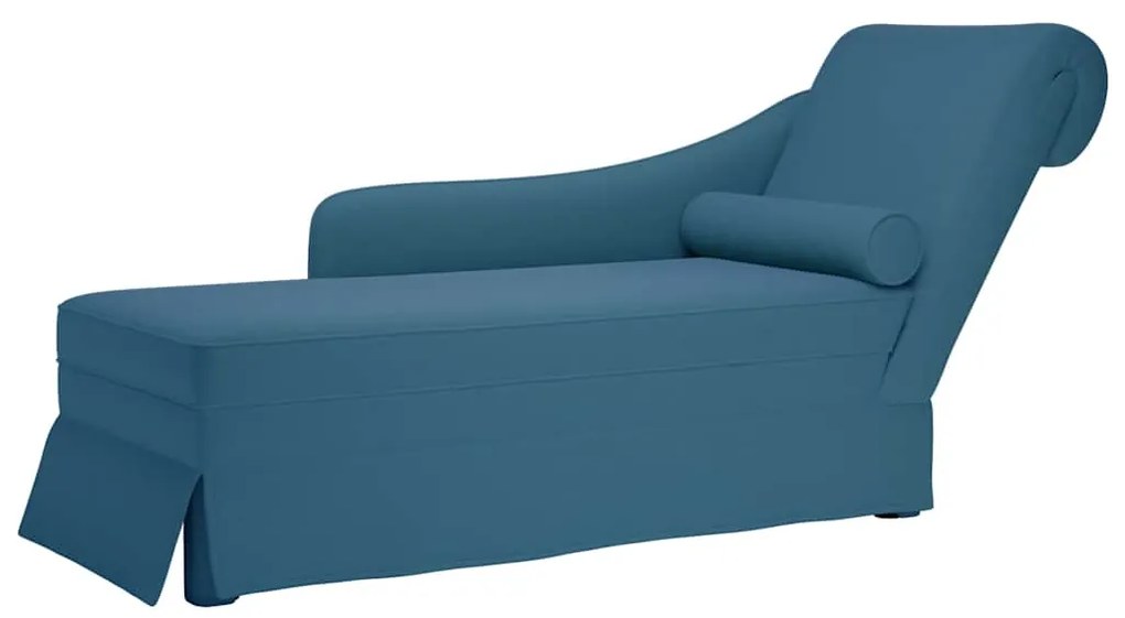 vidaXL Σαλόνι πολυθρόνας με μαξιλάρι και δεξί μπράτσο μπλε βελούδο