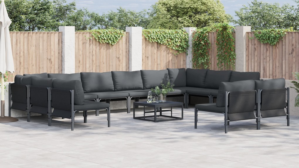 vidaXL Σετ Καναπέ Κήπου 12 pcs Ανθρακί Ατσάλι