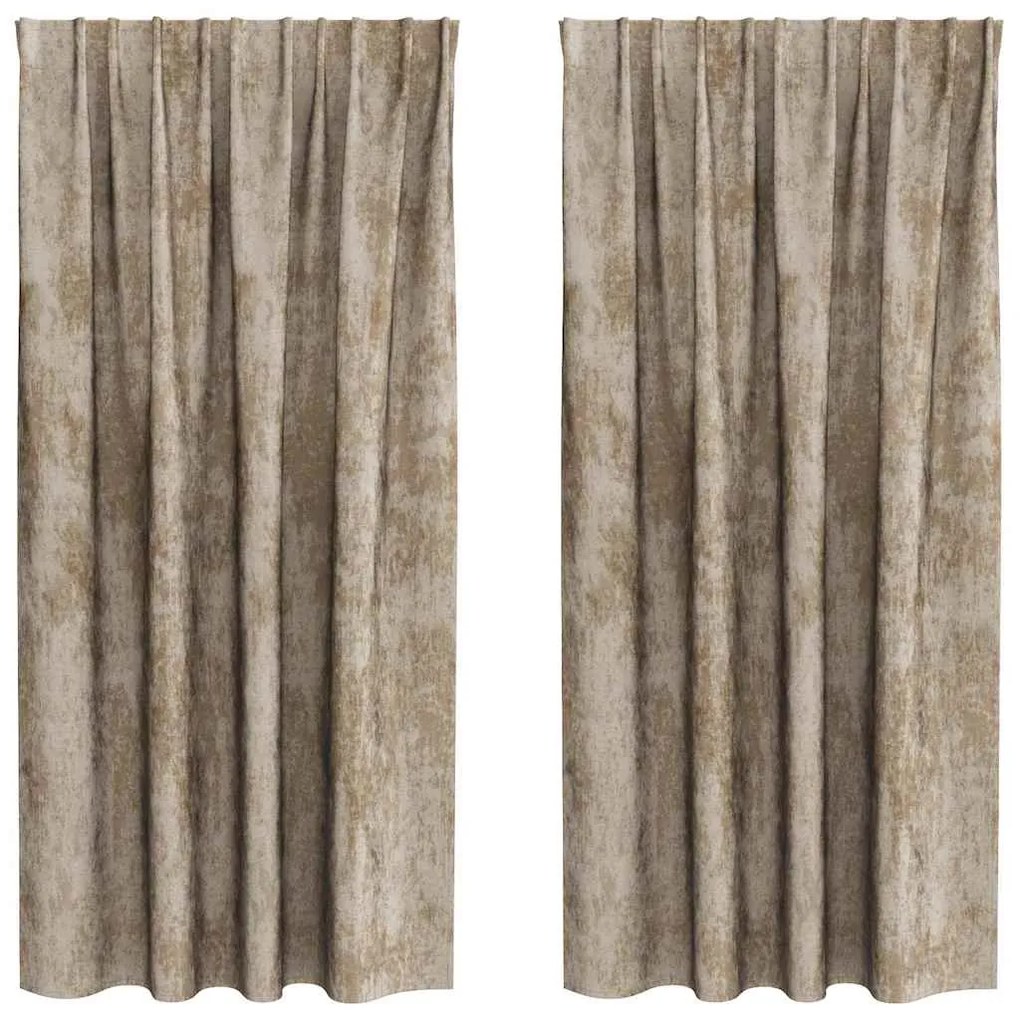 vidaXL Κουρτίνα με κουρτίνες 2 pcs Μπρονζέ 175 x 140 εκ. Βελούδο