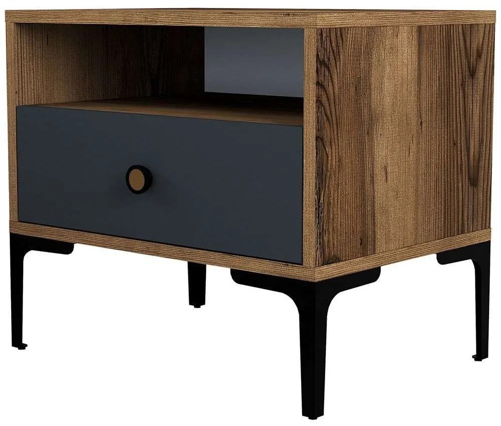 Κομοδίνο Lizbon 845HCT2501 56x40x50,8cm Walnut-Anthracite