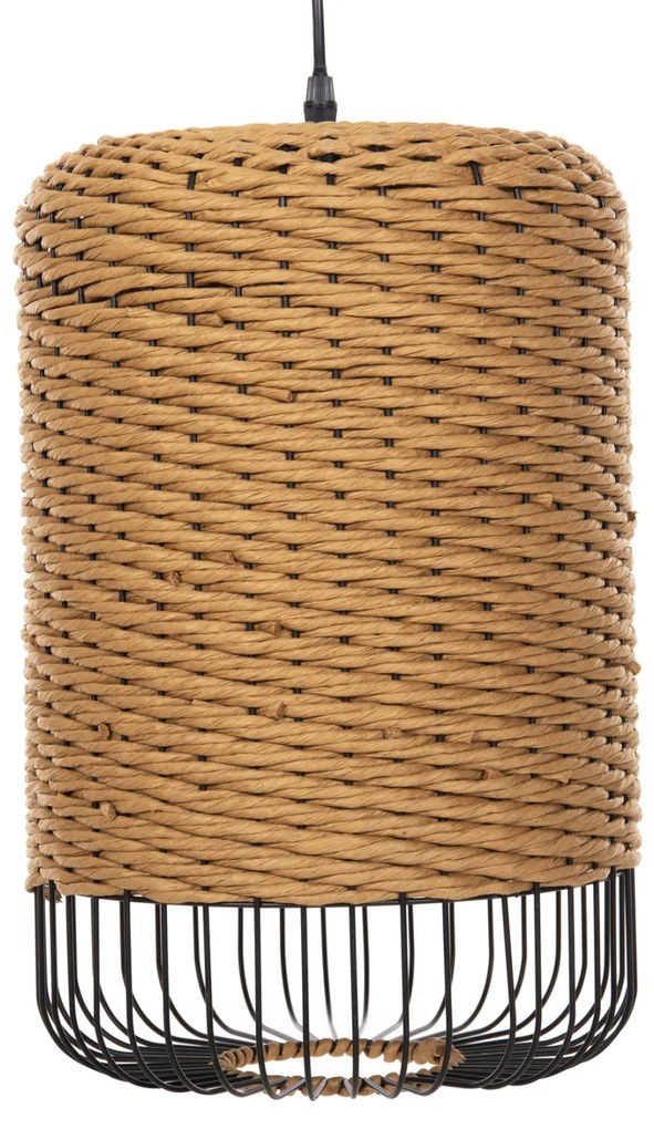 Φωτιστικό Οροφής Κρεμαστό Paper Rope Μπεζ-Μαύρο Μέταλλο-Φ26x40-120Υεκ.