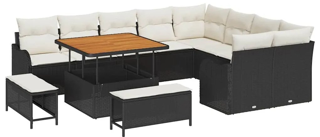 vidaXL Σετ Καναπέ Κήπου 12 pcs Μαύρο, Κρέμα 100 x 100 x 71 cm