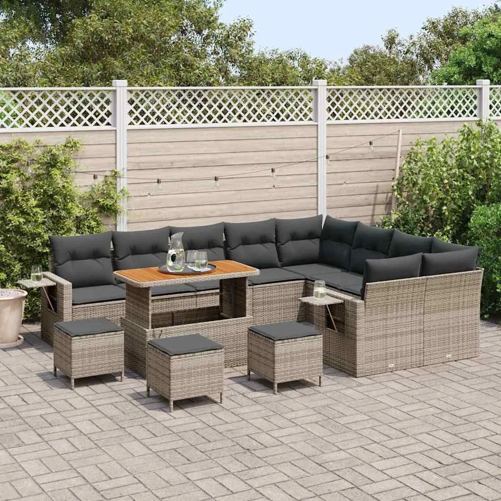 vidaXL Σετ Καναπέ Κήπου με μαξιλάρι 13 pcs Γκρι 110 x 55 x 71 εκ