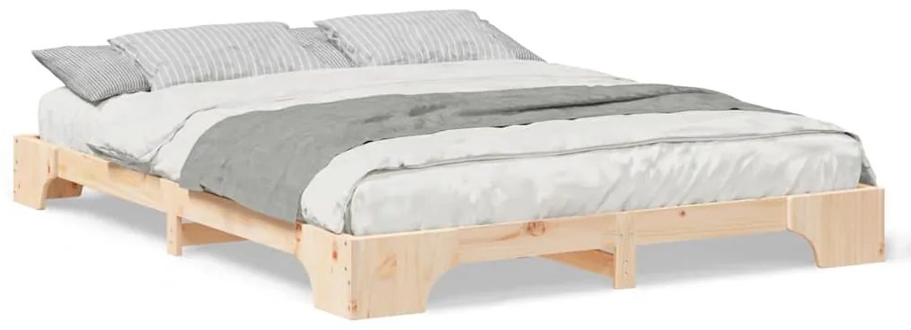 vidaXL Κρεβάτι δαπέδου με αποθήκευση Καφέ 160 x 210 cm ξύλο