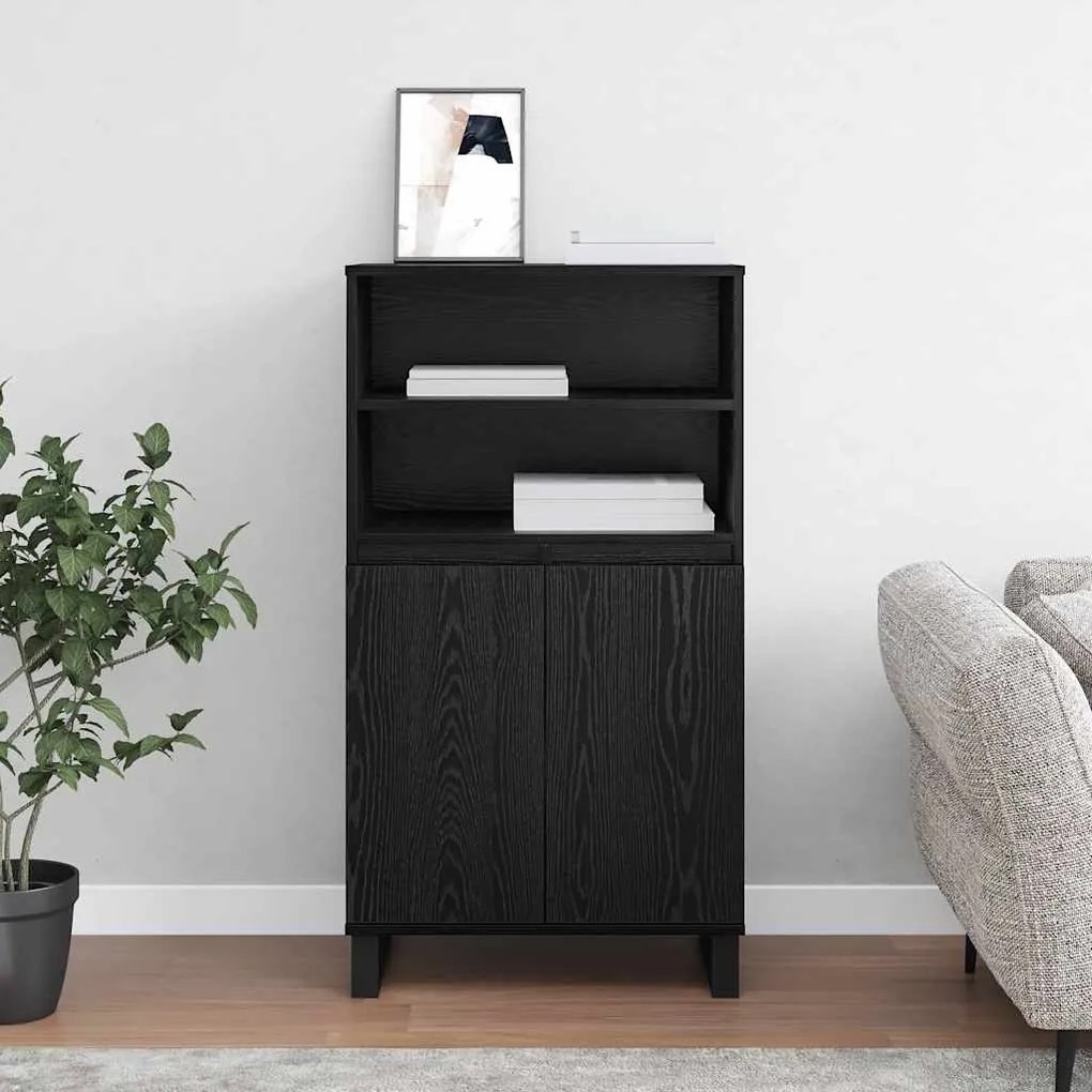 vidaXL Highboard με ράφι Μαύρο 60 x 36 x 110 εκ Επεξεργασμένο ξύλο