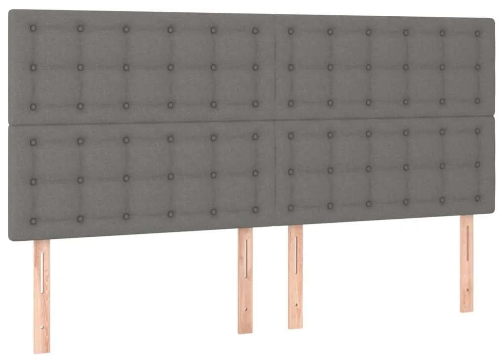Κεφαλάρι Κρεβατιού LED Σκούρο Γκρι 160x5x118/128εκ. Υφασμάτινο - Γκρι