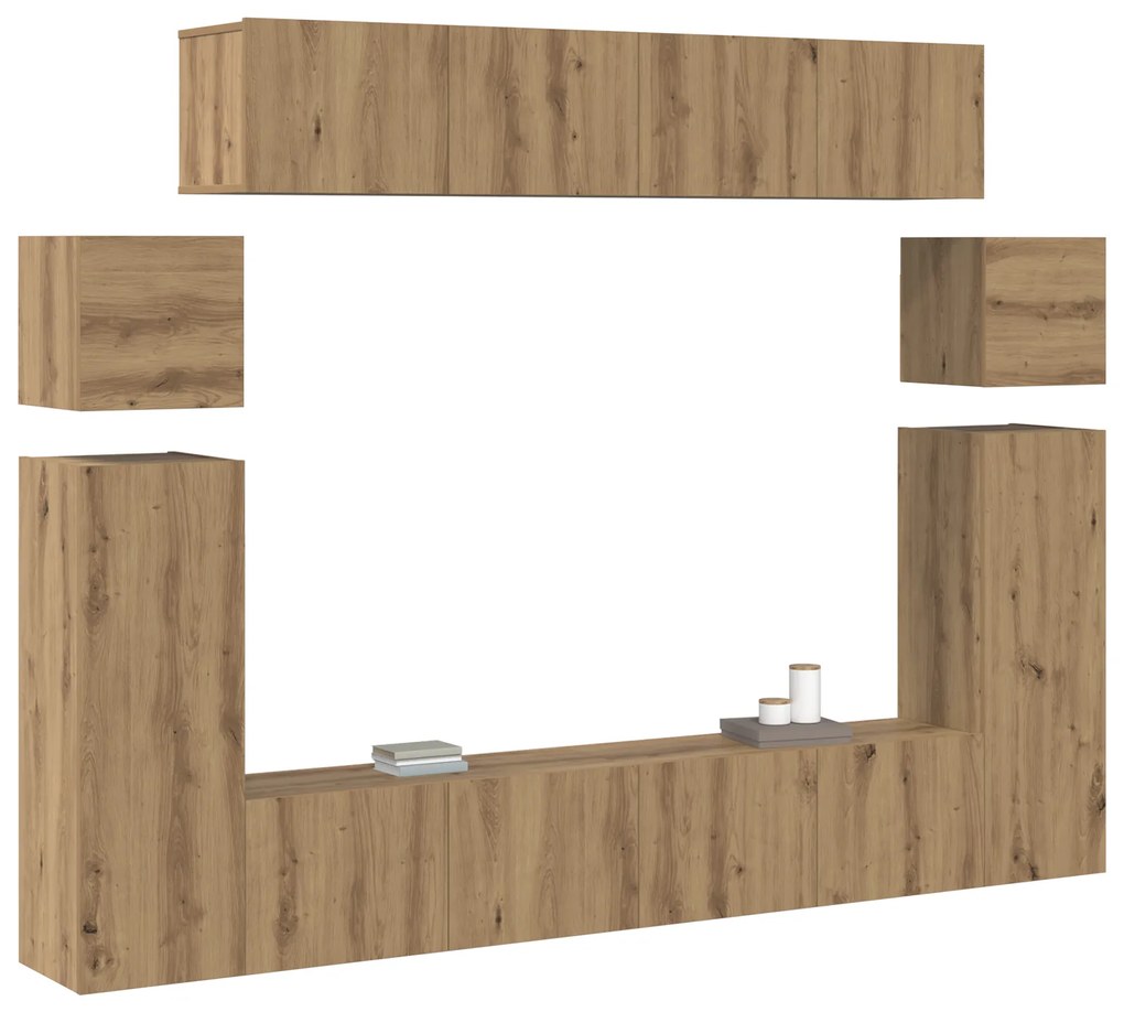 vidaXL Σετ επίπλου τηλεόρασης 8 pcs Καφέ 30.5 x 30 x 90 cm