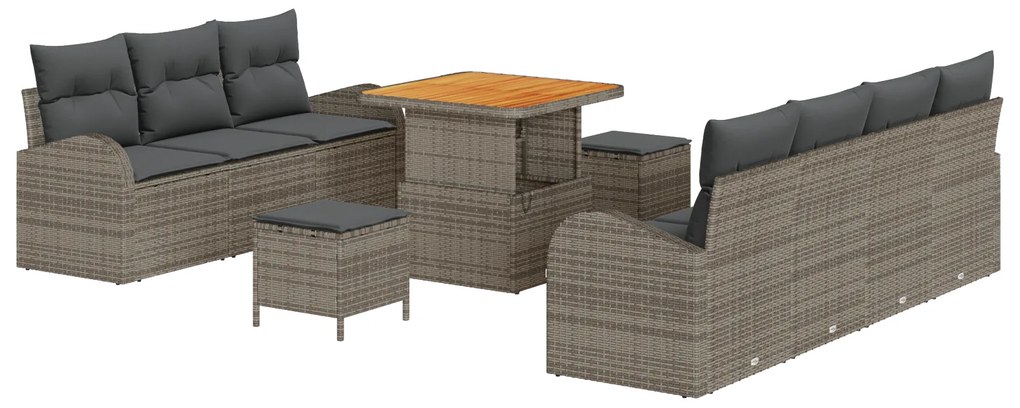 vidaXL Σετ Καναπέ Κήπου με μαξιλάρι 10 pcs Γκρι 80 x 80 x 71 cm