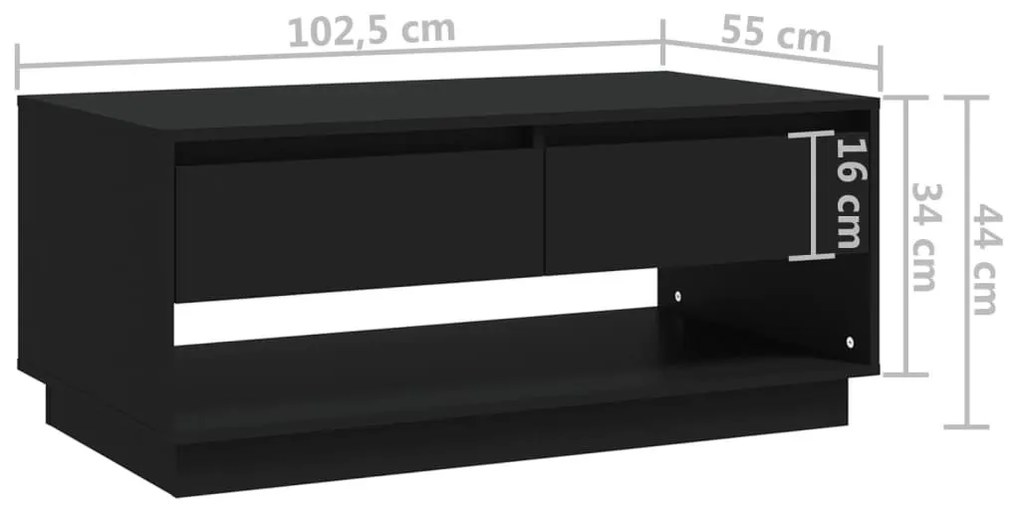 Τραπεζάκι Σαλονιού Μαύρο 102,5x55x44 εκ. Επεξεργασμένο Ξύλο - Μαύρο